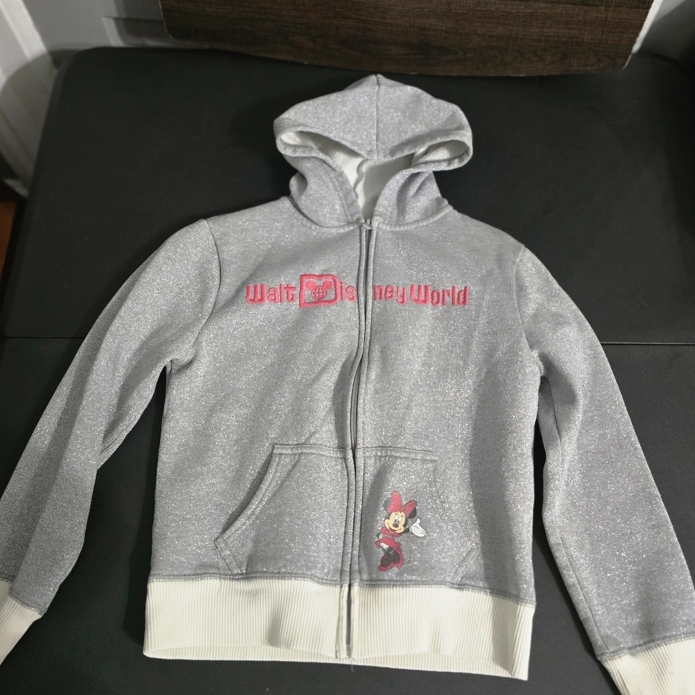 Disney Parks Walt Disney World Gray Hoodie Minnie Mouse Girls Size Large